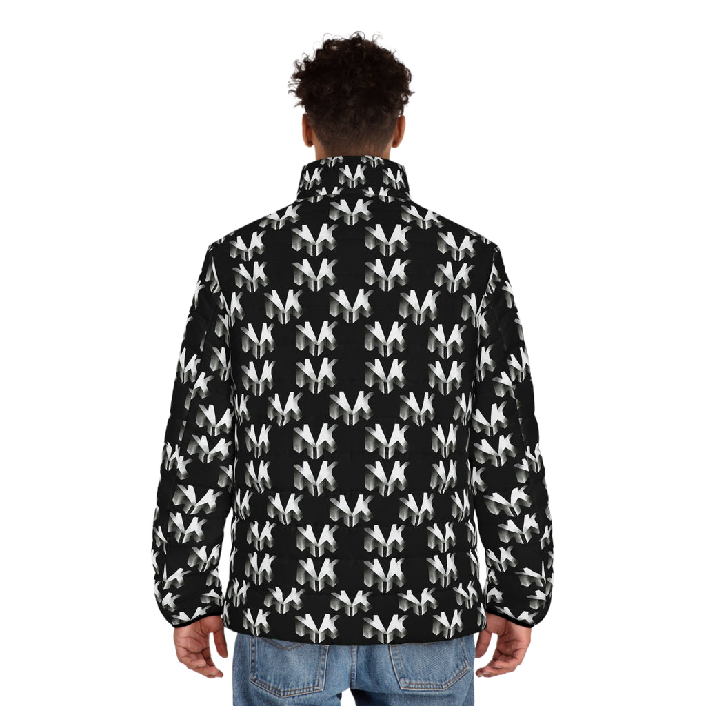 NVK PUFFER JACKET™ — Men's Monochrome Geometric AOP