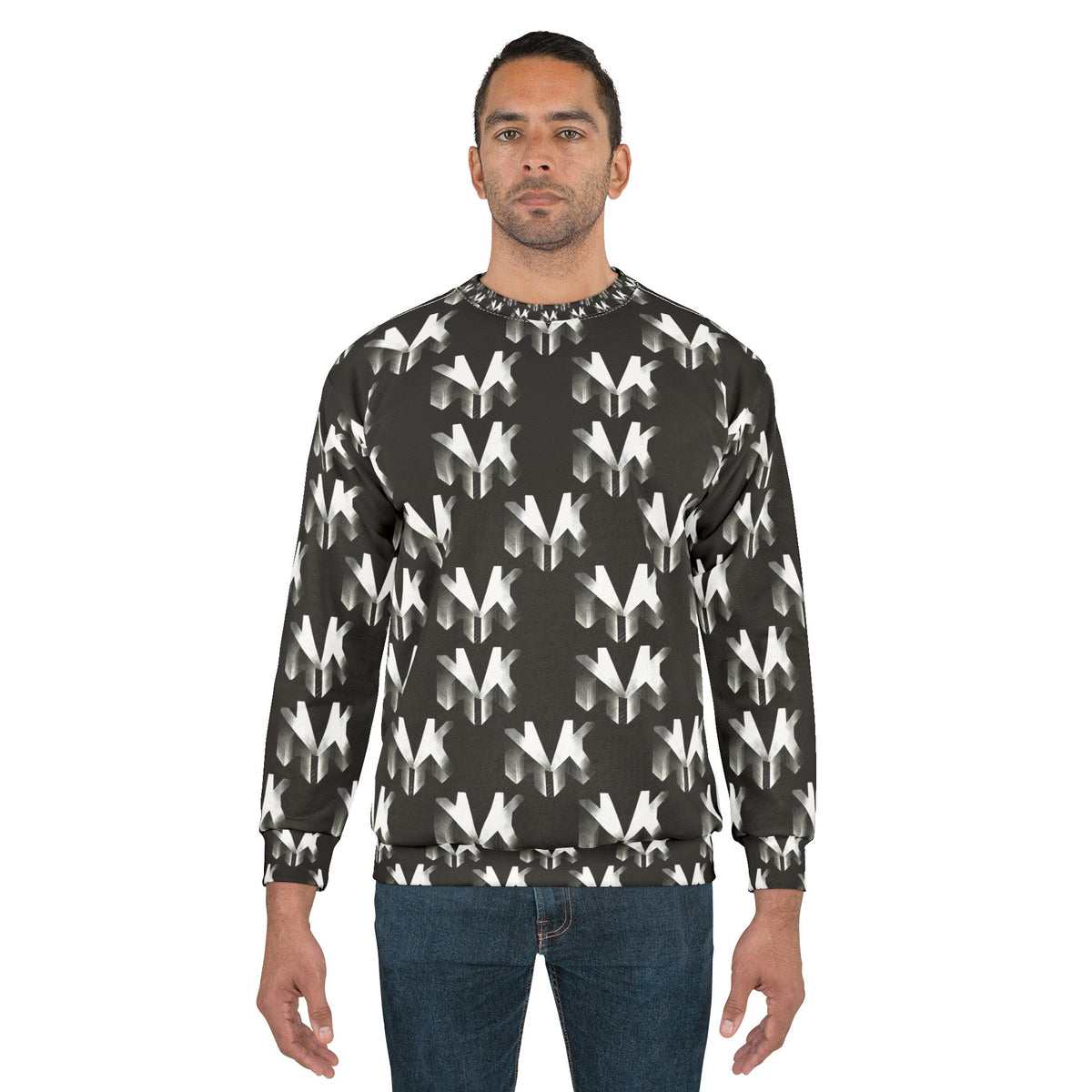 NVK MONOCHROME GEOMETRIC SWEATSHIRT™ — All-Over Print Crewneck