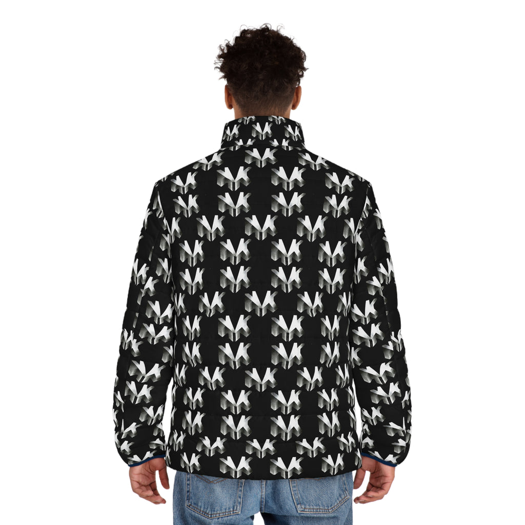 NVK PUFFER JACKET™ — Men's Monochrome Geometric AOP