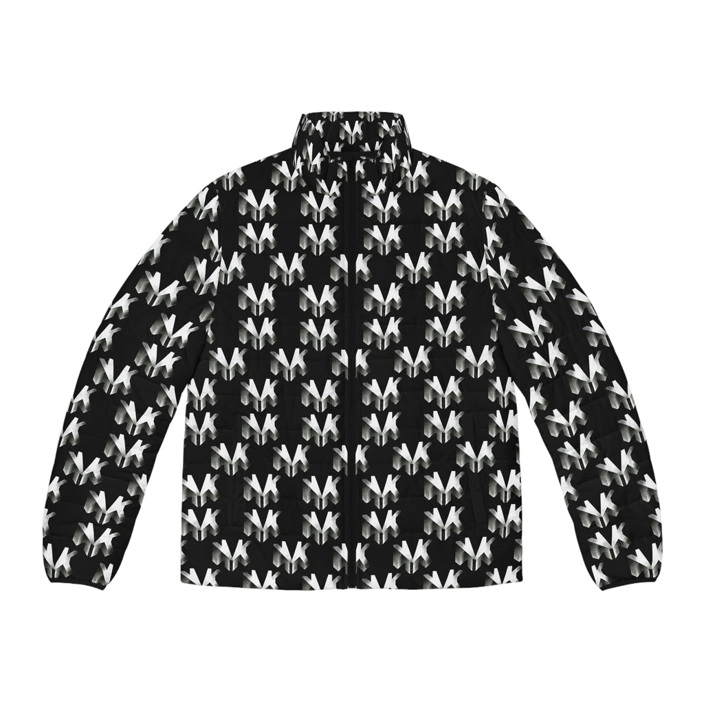 NVK PUFFER JACKET™ — Men's Monochrome Geometric AOP