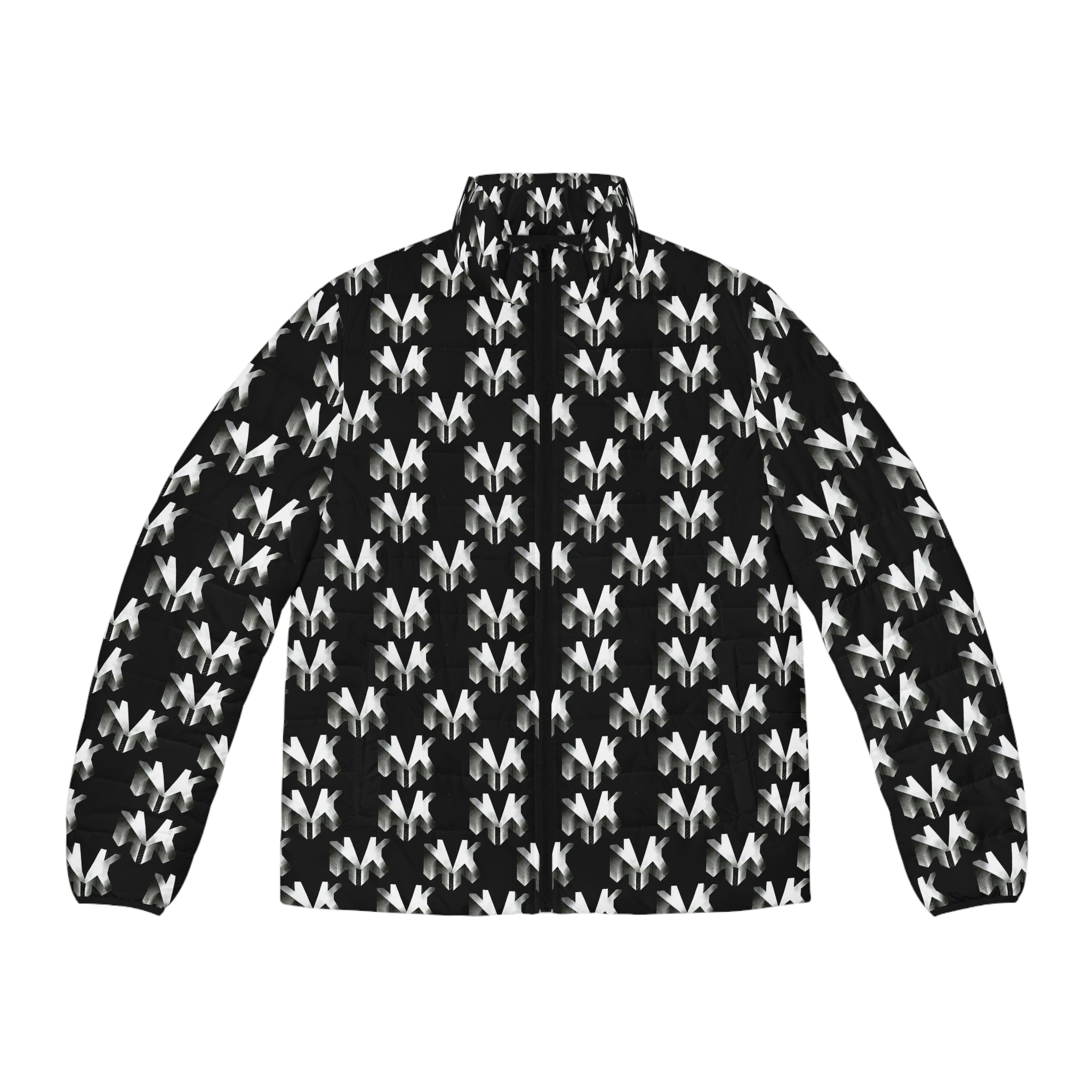 NVK PUFFER JACKET™ — Men's Monochrome Geometric AOP