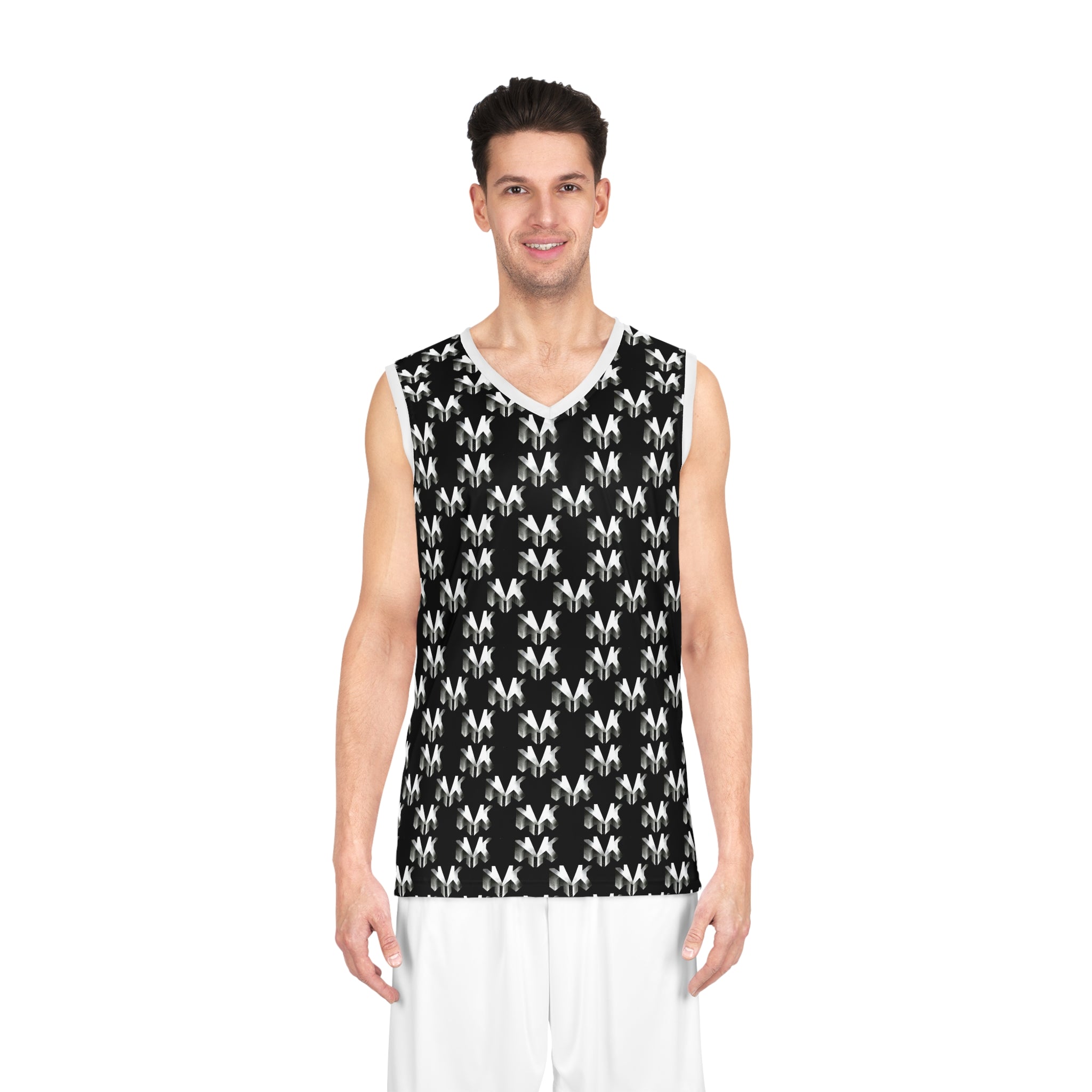 NVK MONOGRAM BASKETBALL JERSEY™ — Black/White AOP Athletic Tank