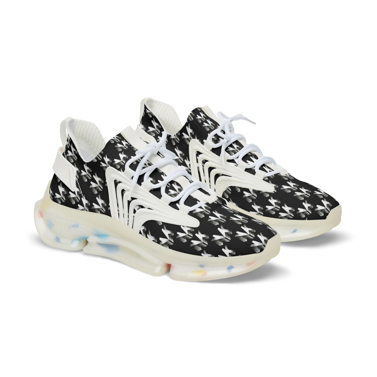 NVK MESH SNEAKERS™ — Black Ikat Pattern Athletic Shoes