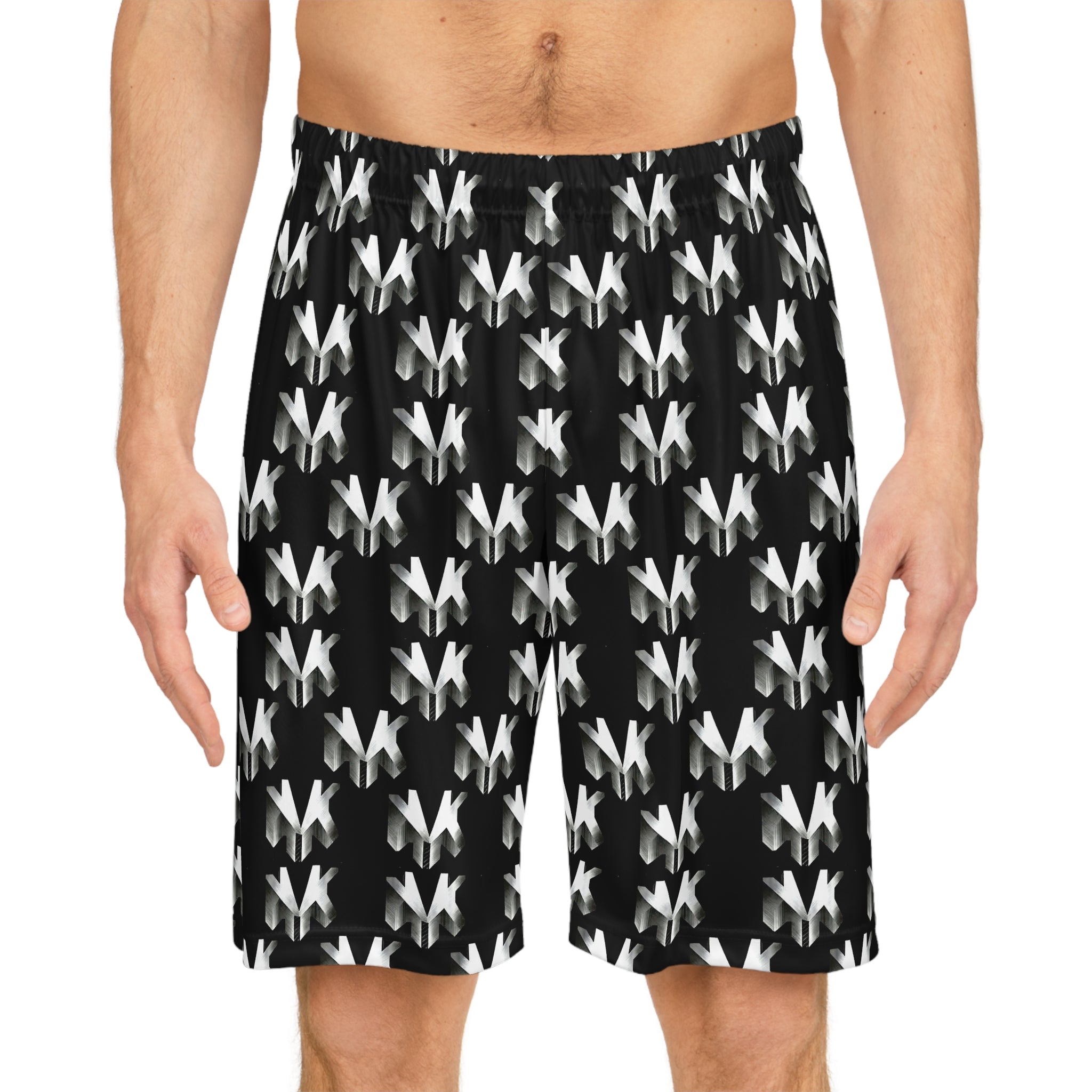 NVK ABSTRACT BASKETBALL SHORTS™ — Black/White AOP Athletic