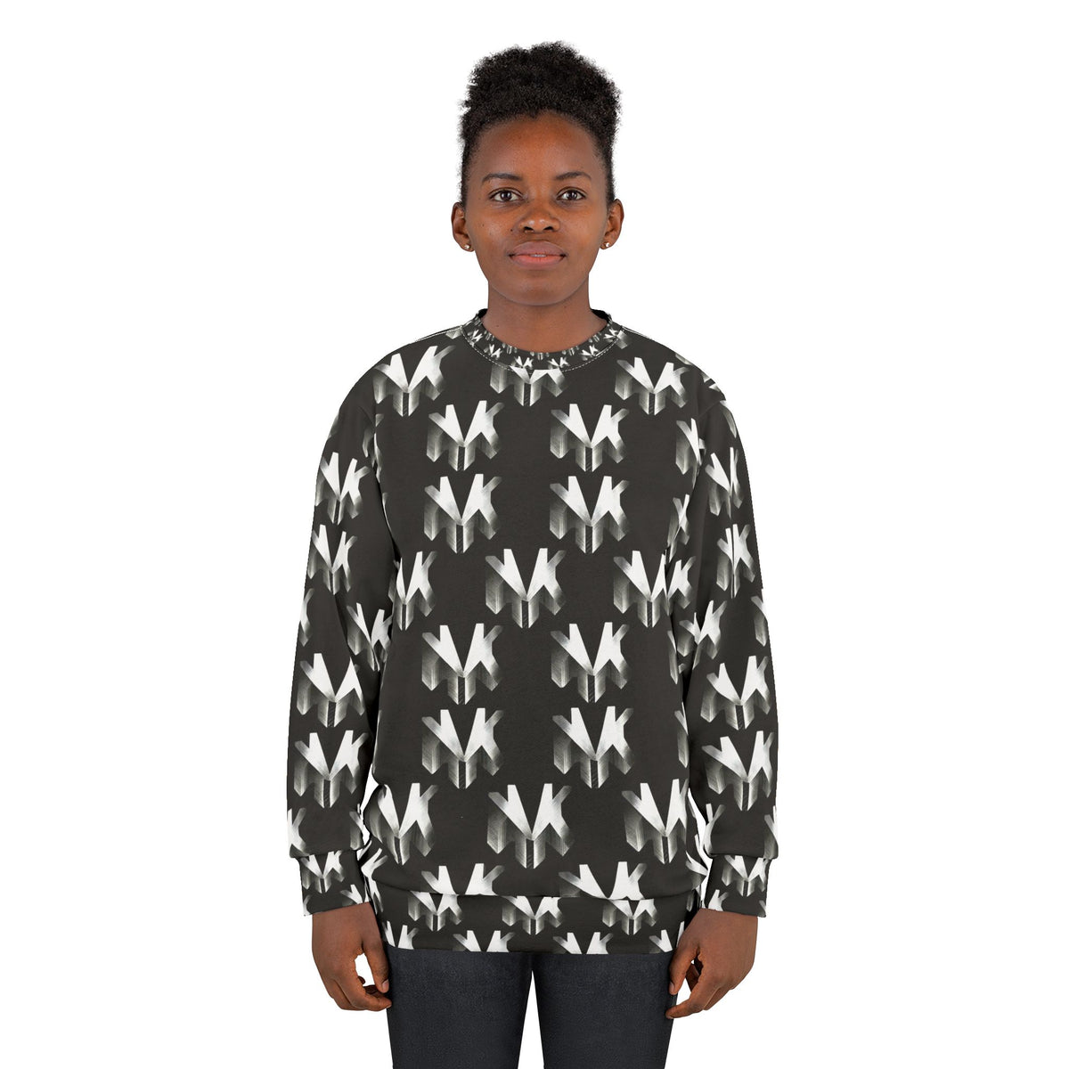 NVK MONOCHROME GEOMETRIC SWEATSHIRT™ — All-Over Print Crewneck
