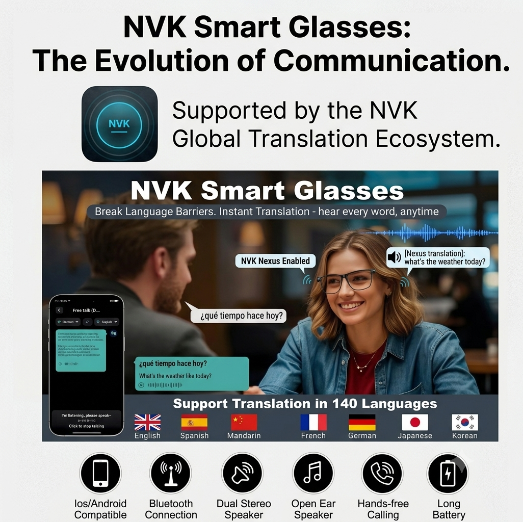 NVK VISION™ AI Glasses | AI Language Translator