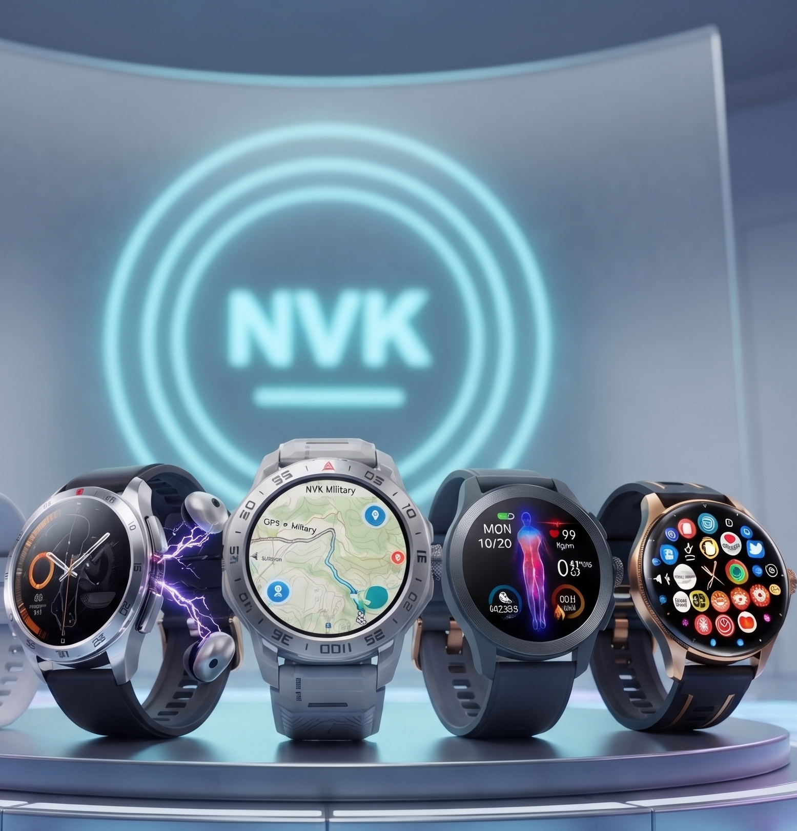 NVK TIME™ Hero | Smartwatch with Built-In Earbuds